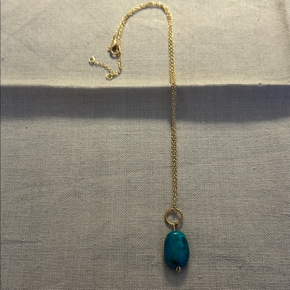 Gold Chain Necklace with Turquoise Pendant